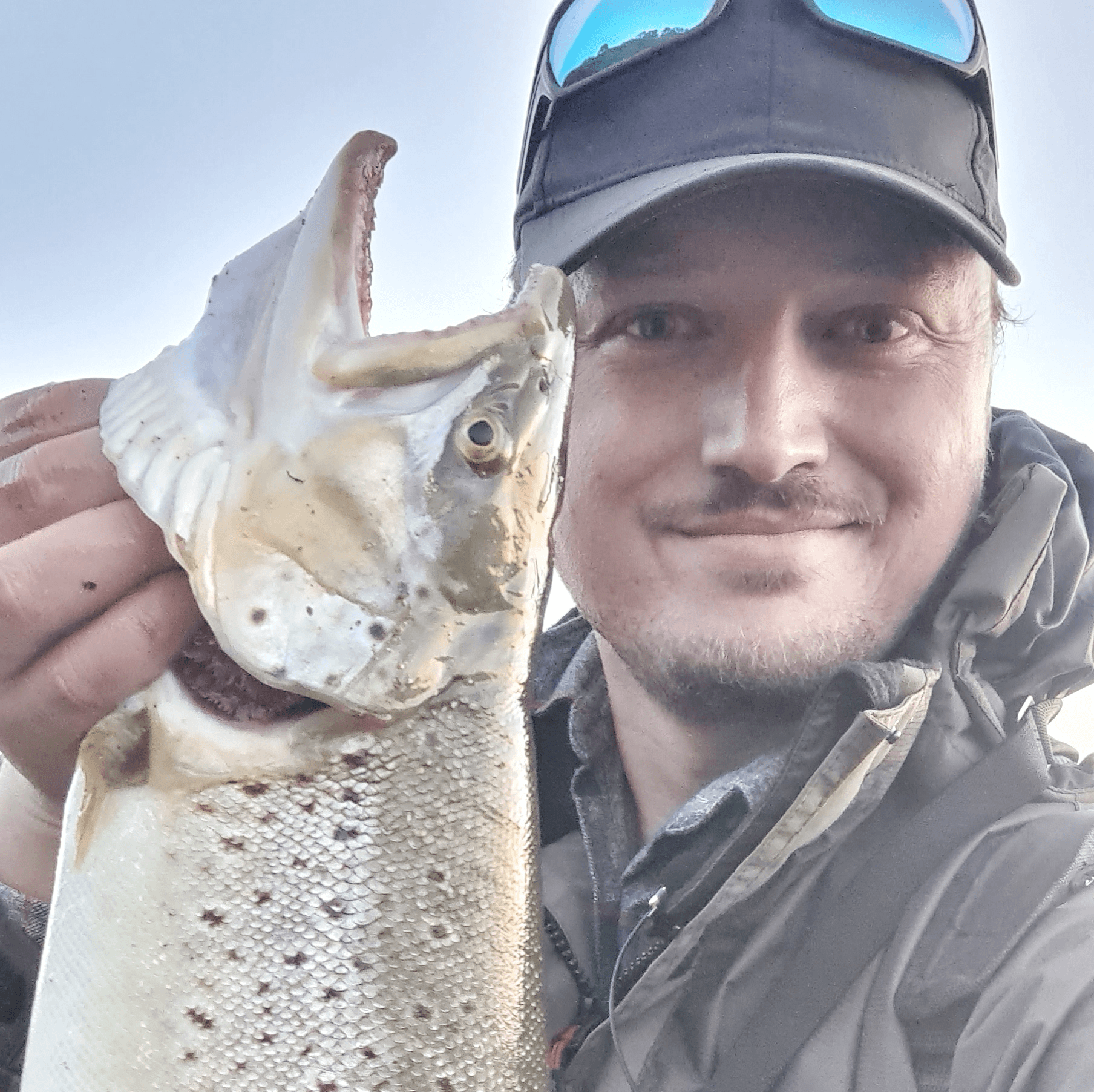 Aldin med en havørred fanget på flue