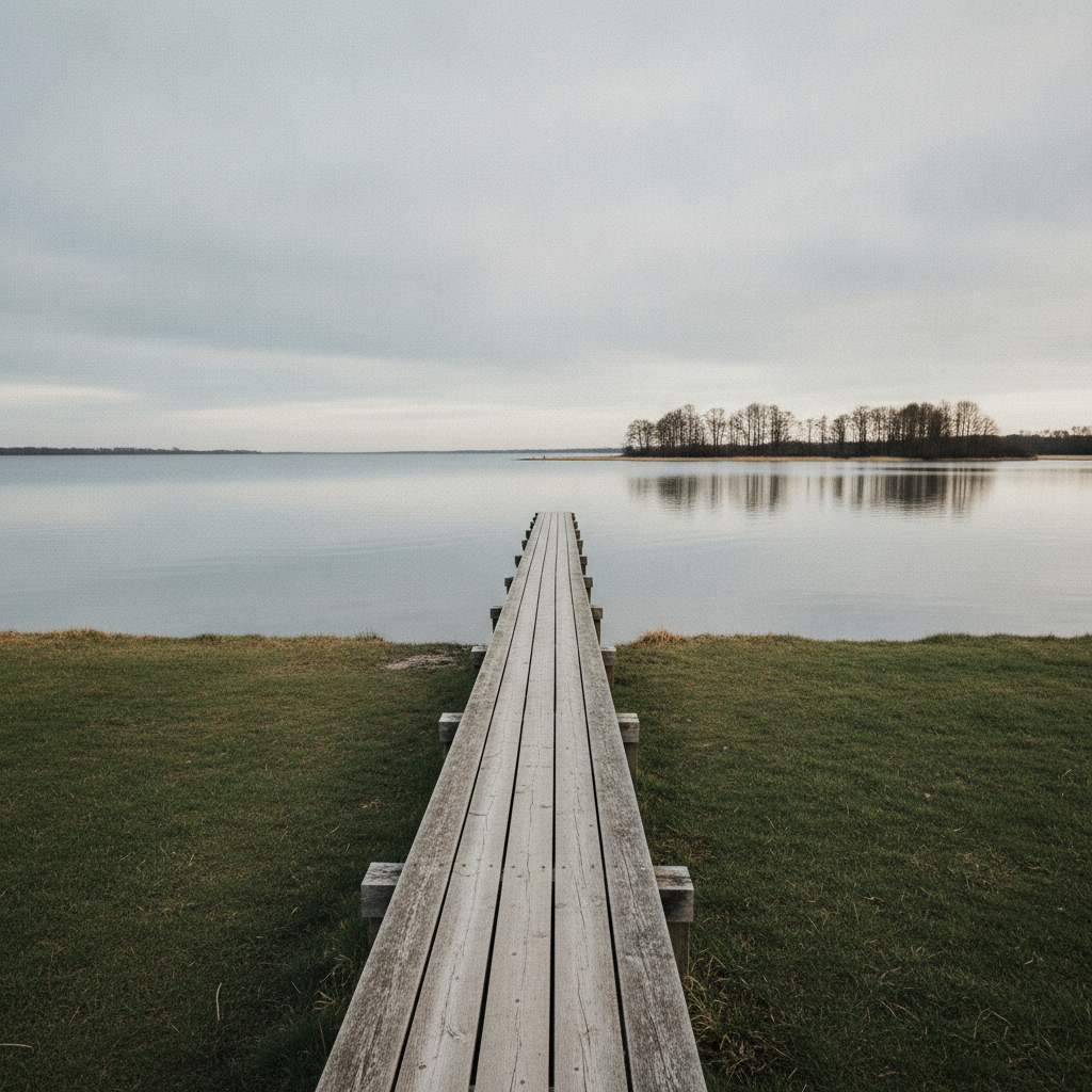Fiskeri i Roskilde Fjord ved solnedgang
